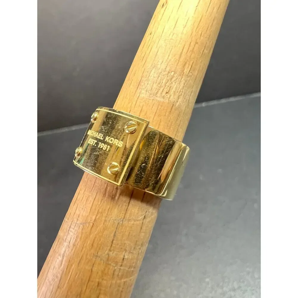 Michael Kors Gold Tone Wide Band Ring Size 6 Est 1981